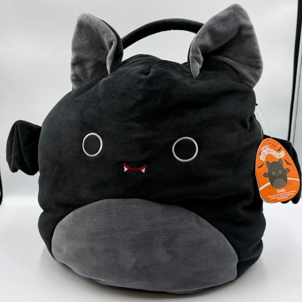 Squishmallows Emily the Black Bat Halloween Treat Pail Plush Candy Bucket‎ NWT